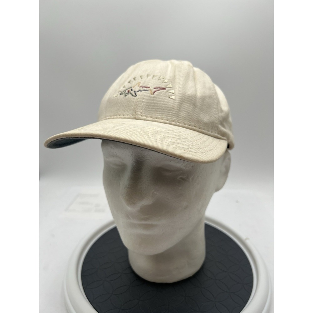 Vintage 90s Greg Norman Collection Shark Golf Hat Cap Cream Strapback PGA